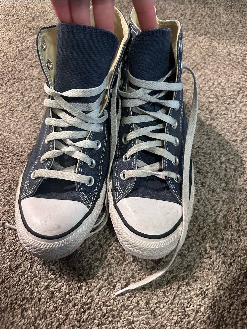 Converse Navy Blue High-Top Canvas Sneakers with White Accents